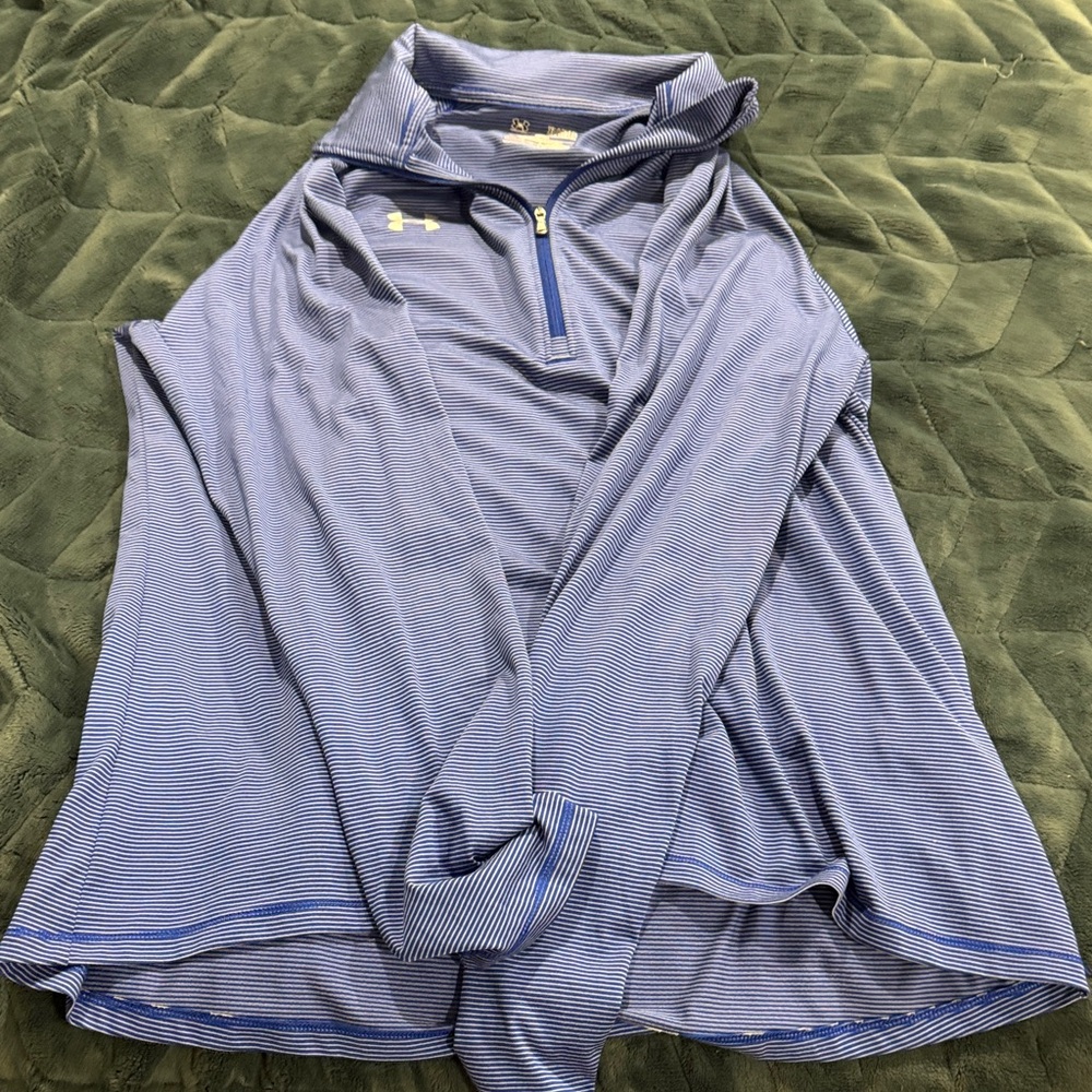 Under Armour Blue & White Striped Quarter-Zip Pullover